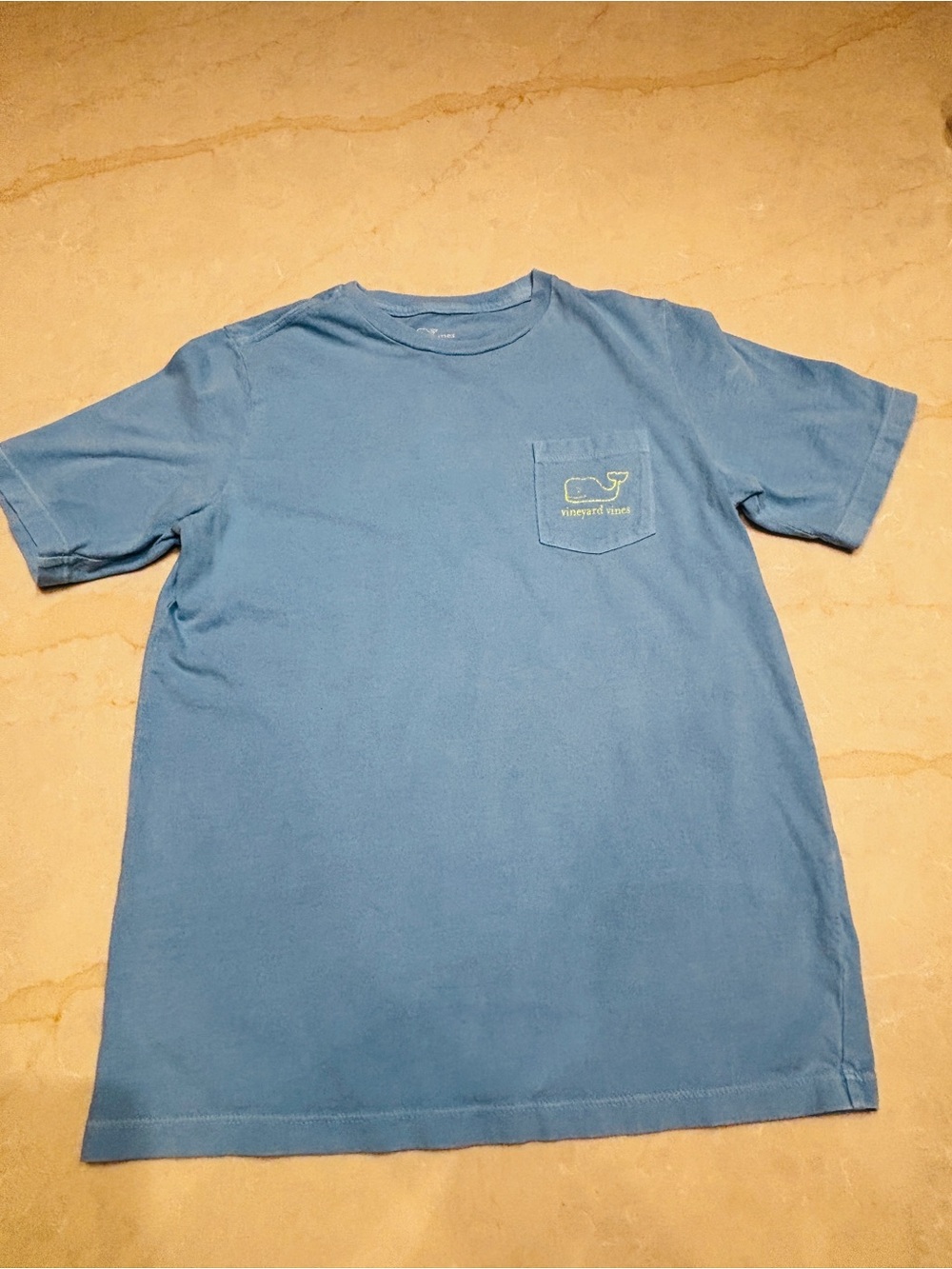 Vineyard Vines Kids Short-Sleeve Pocket Tee - Sky Blue with Lime Logo